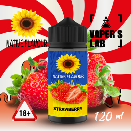 Фото жижа для вейпа без нікотину native flavour strawberry 120 ml