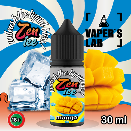 Фото сольова жижа для пода zen salt ice mango 30ml