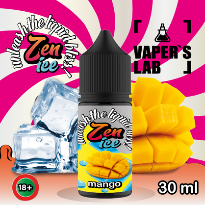 Фото сольова жижа для пода zen salt ice mango 30ml