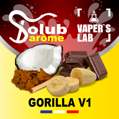 Фото, Видео, Натуральные ароматизаторы для вейпов Solub Arome "Gorilla V1" (Банан кокос шоколад и табак) 