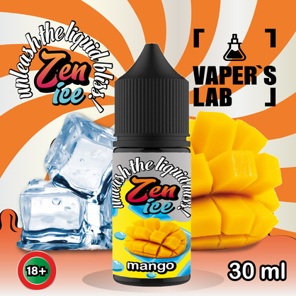 Фото сольова жижа для пода zen salt ice mango 30ml