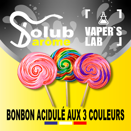 Фото, Відеоогляди на ароматизатор електронних сигарет Solub Arome "Bonbon acidulé aux 3 couleurs" (Цукерки-льодяники) 