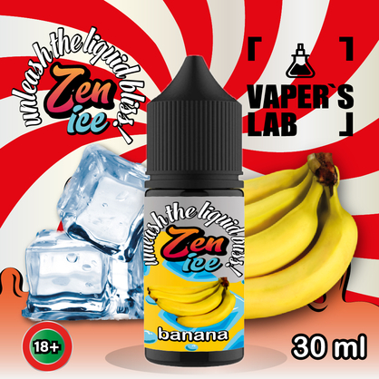 Фото сольова жижа для пода zen salt ice banana 30ml