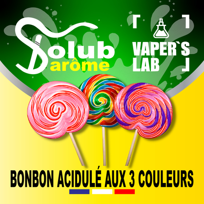 Фото, Відеоогляди на ароматизатор електронних сигарет Solub Arome "Bonbon acidulé aux 3 couleurs" (Цукерки-льодяники) 