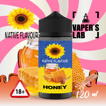 Фото заправка для вейпа дешево native flavour honey 120 ml